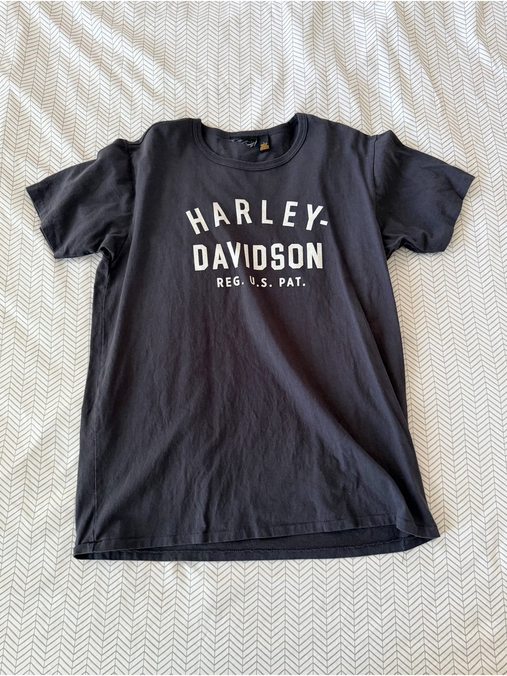 Harley-Davidson Black Short Sleeve Logo Tee with White Text